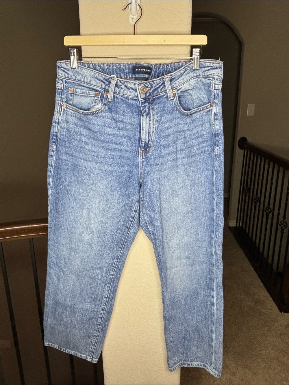 Aeropostale Mid Rise Ankle Straight Denim Jeans Size 14 Classic Fall Winter